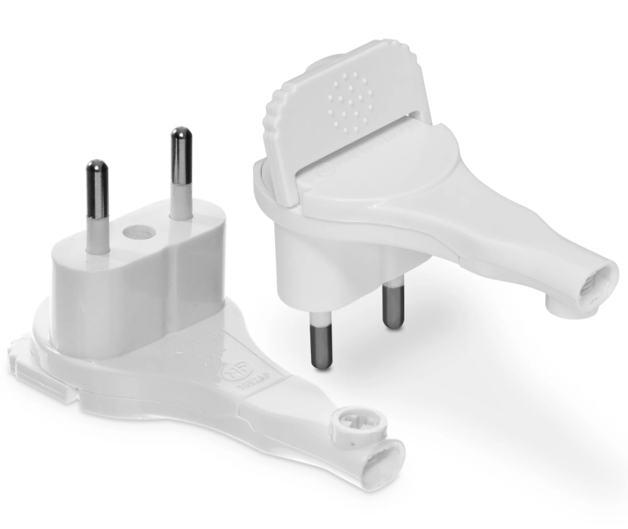 Haakse stekker Euro Plat schroefbaar wit